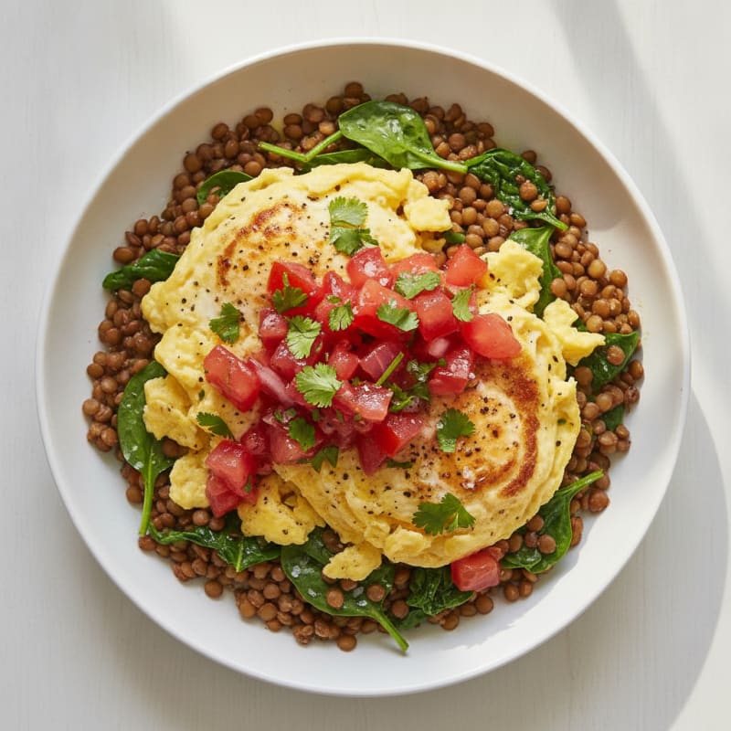 Scrambled Egg and Lentil Salsa Bowl
