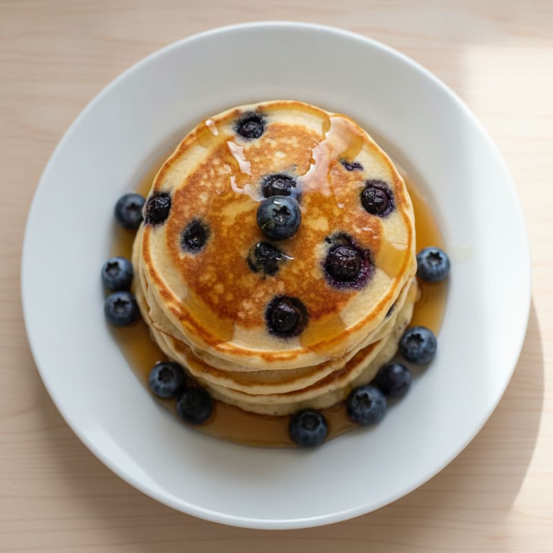Blueberry Protein Pancakes with Maple Syrup