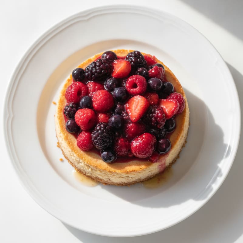 Greek Yogurt Protein Cheesecake with Mixed Berries