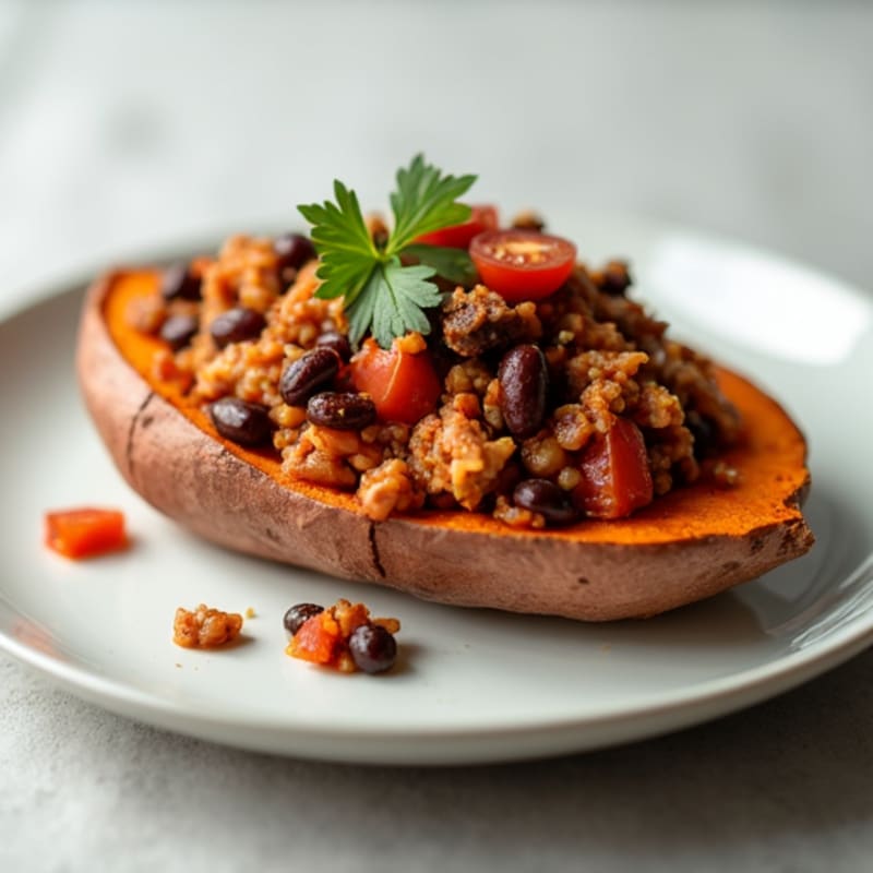 Lean Turkey Chili Loaded Sweet Potato Boats