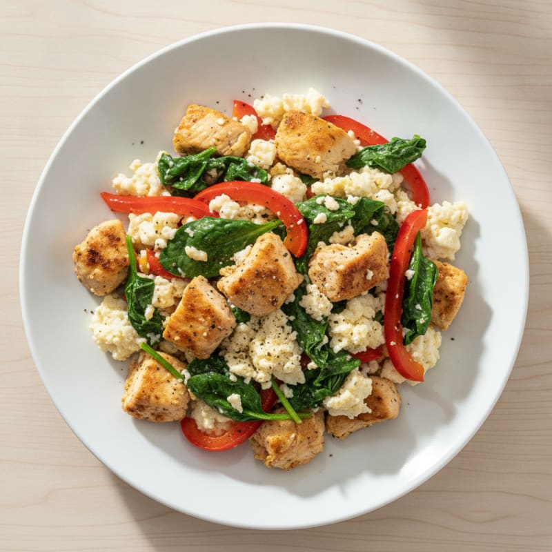 Egg White and Chicken Veggie Scramble