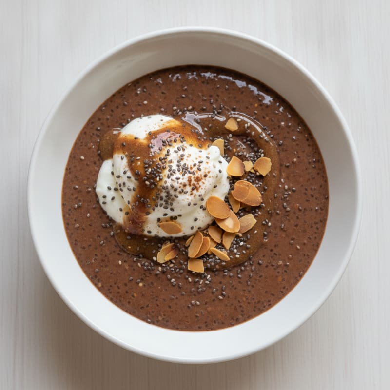 Silky Chocolate Protein Pudding with Chia Seeds