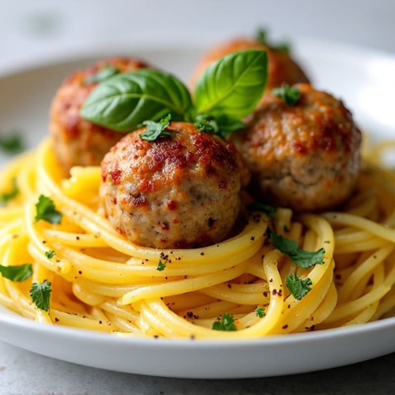 Garlic-Herb Roasted Spaghetti Squash with Turkey Meatballs