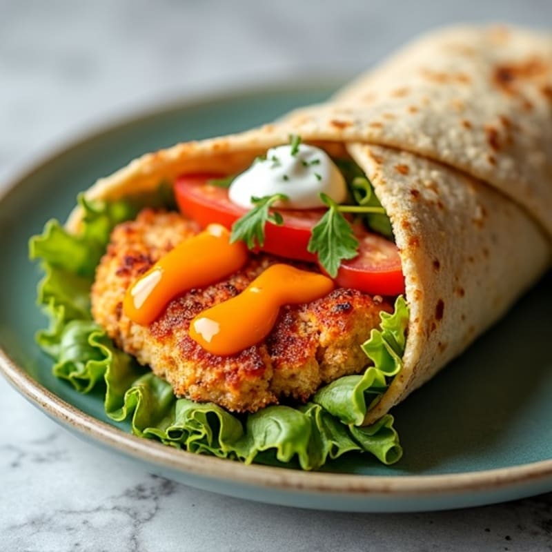 Crispy Buffalo Chicken Wrap with Fresh Greens
