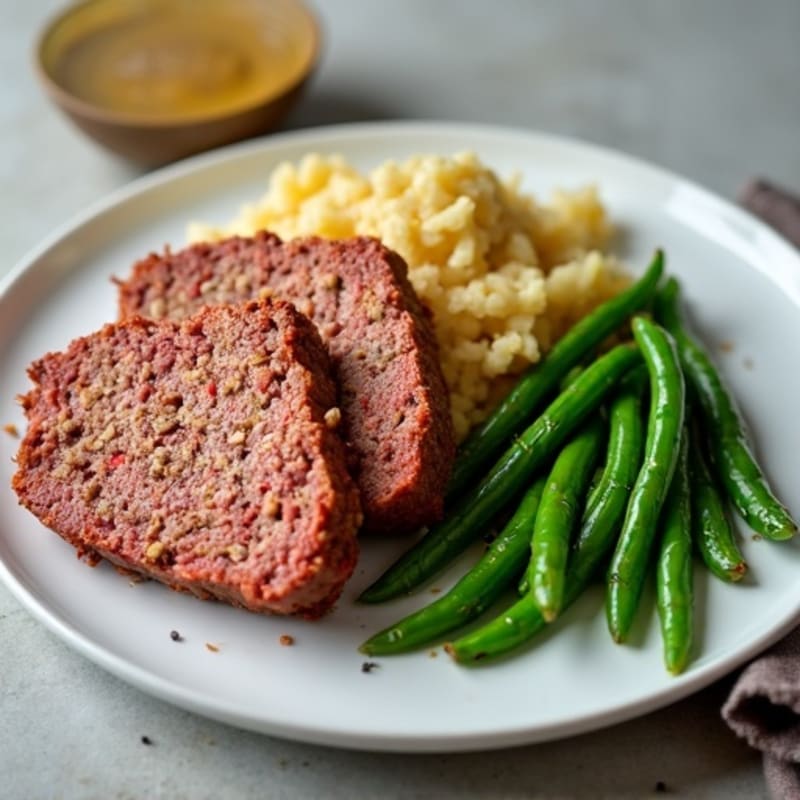 Lean Beef Meatloaf with Roasted Green Beans