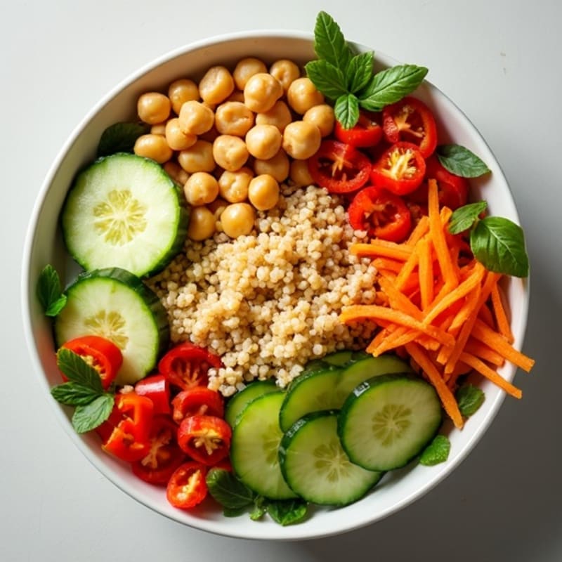 Chickpea Quinoa Crunch Bowl with Lemon-Tahini Dressing