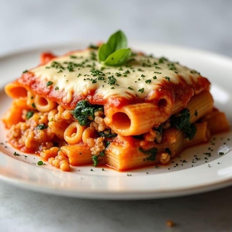 Lean Ground Turkey and Spinach Baked Ziti