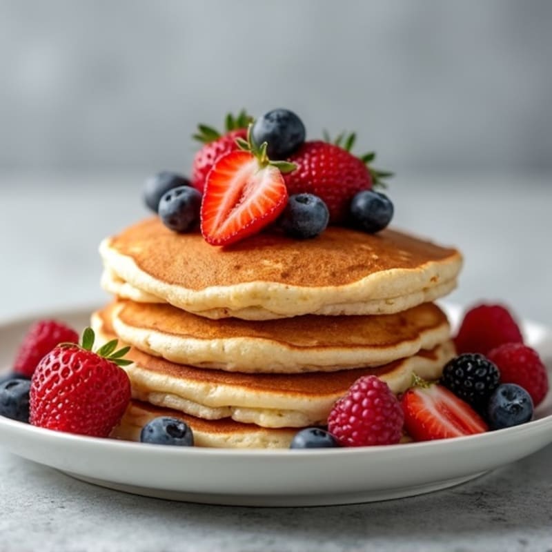 Fluffy Protein Pancakes with Fresh Berries
