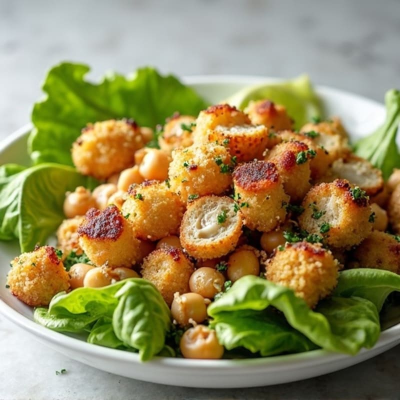 Herb-Grilled Chicken Caesar with Crispy Chickpea Croutons