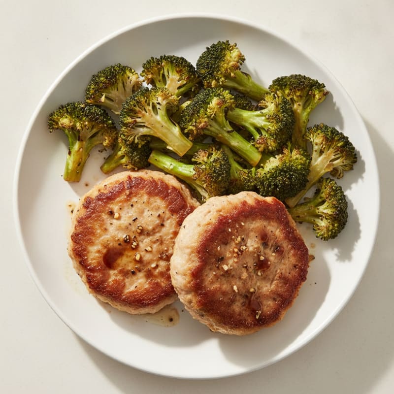 Seared Turkey Patties with Roasted Broccoli