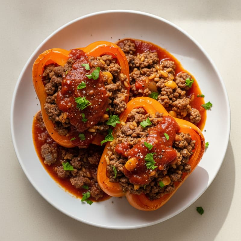 Beef and Rice Stuffed Bell Peppers