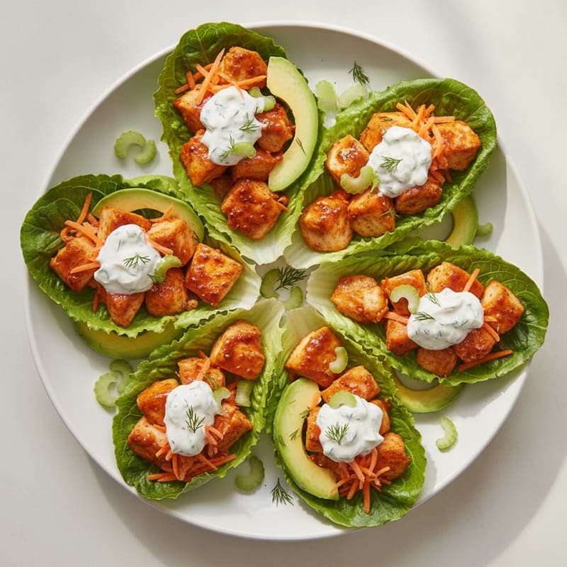 Buffalo Ranch Chicken Lettuce Wraps