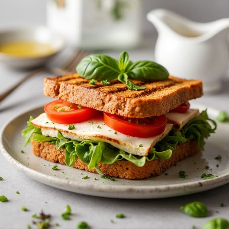 Crispy Grilled Fresh Mozzarella, Tomato, and Basil Sandwich
