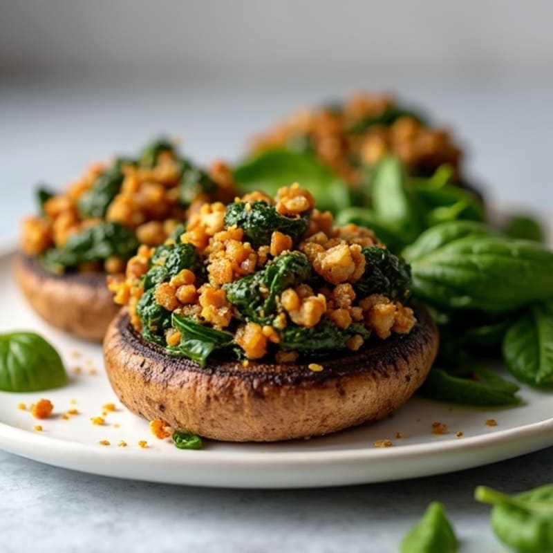 Roasted Portobello Mushrooms with Savory Lentil Stuffing