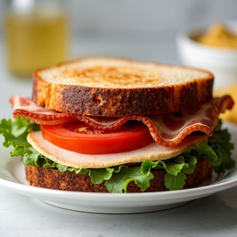 Lean Turkey and Crispy Bacon Whole Grain Sandwich with Fresh Greens