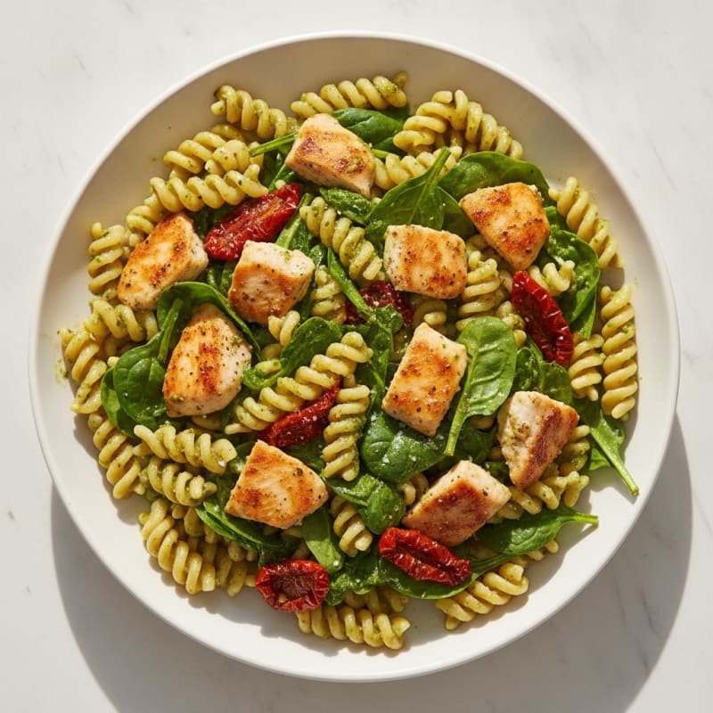 Pesto Chicken Pasta with Sun-Dried Tomatoes