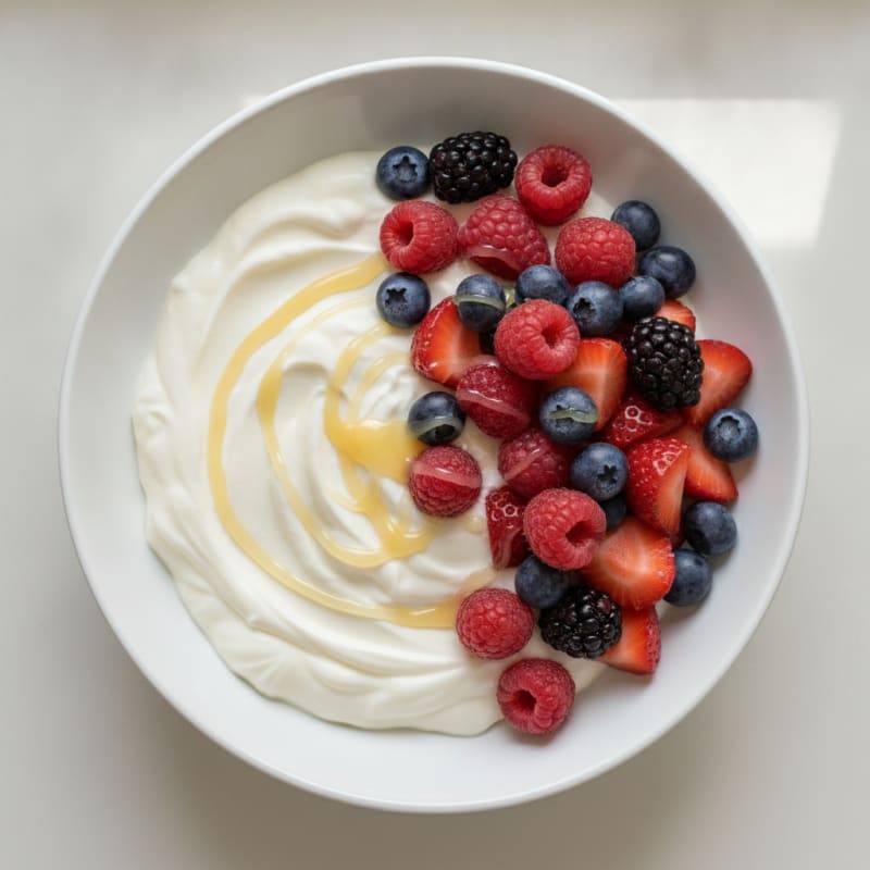 Silky Vanilla Protein Yogurt with Mixed Berries
