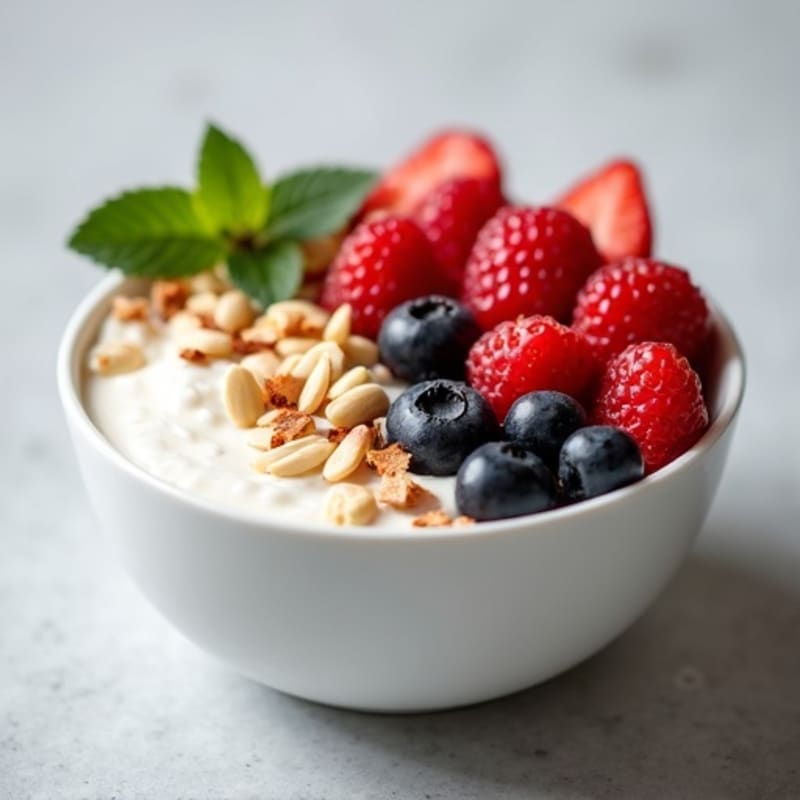Creamy Greek Yogurt Bowl with Fresh Berries and Crunchy Almonds