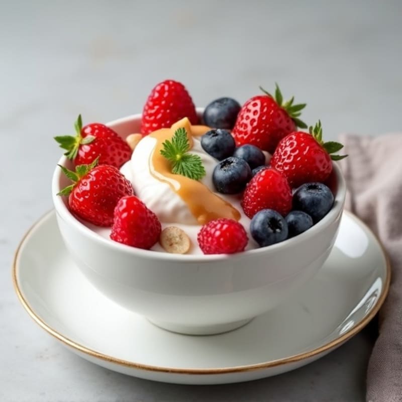 Creamy Greek Yogurt Protein Bowl with Mixed Berries and Almond Butter
