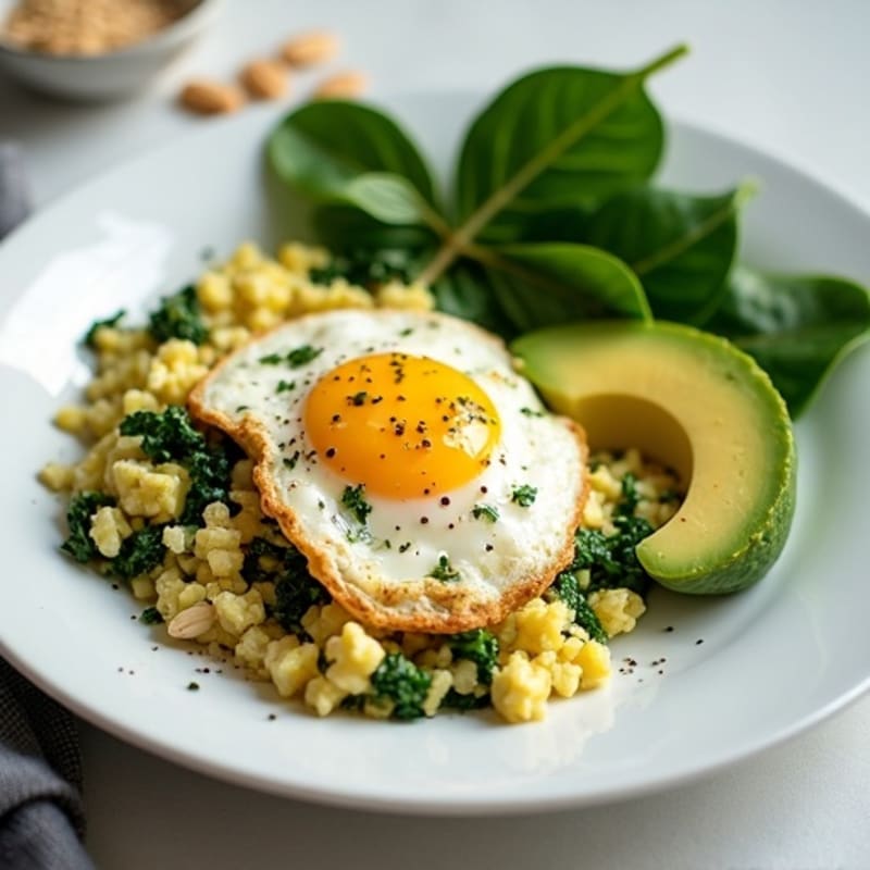Egg White Spinach Scramble with Cottage Cheese