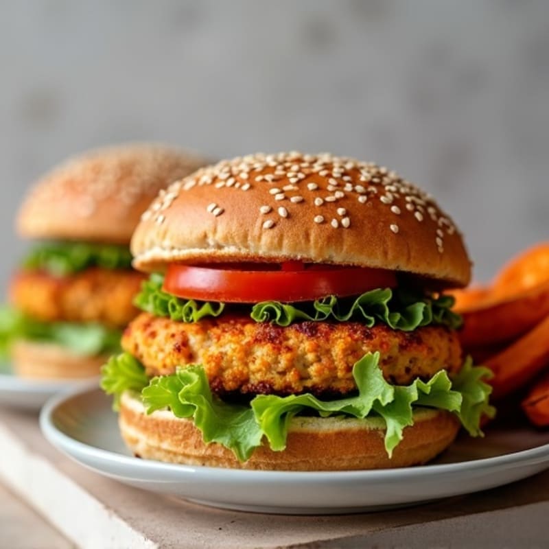 Lean Ground Chicken Burgers with Crispy Baked Fries