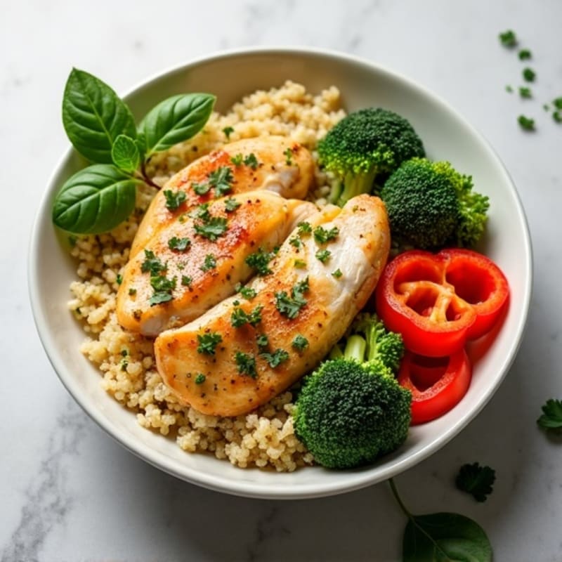 Lemon-Herb Chicken and Quinoa Bowl with Crisp Vegetables