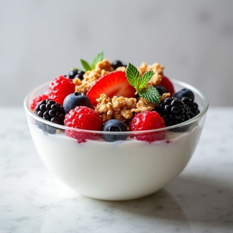 Creamy Greek Yogurt with Fresh Berries and Crunchy Granola