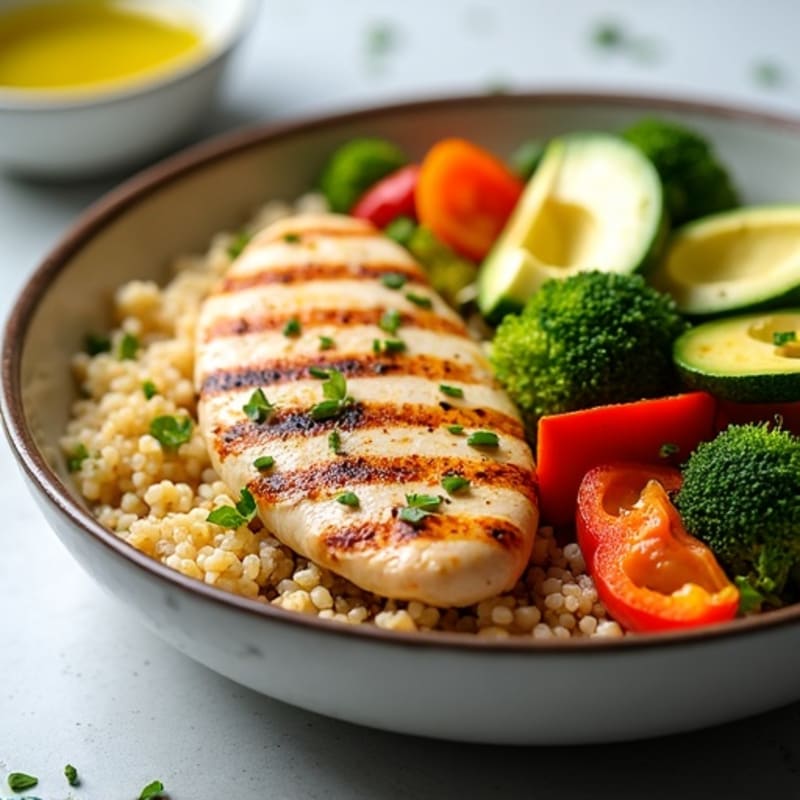 Grilled Chicken and Quinoa Bowl with Roasted Vegetables