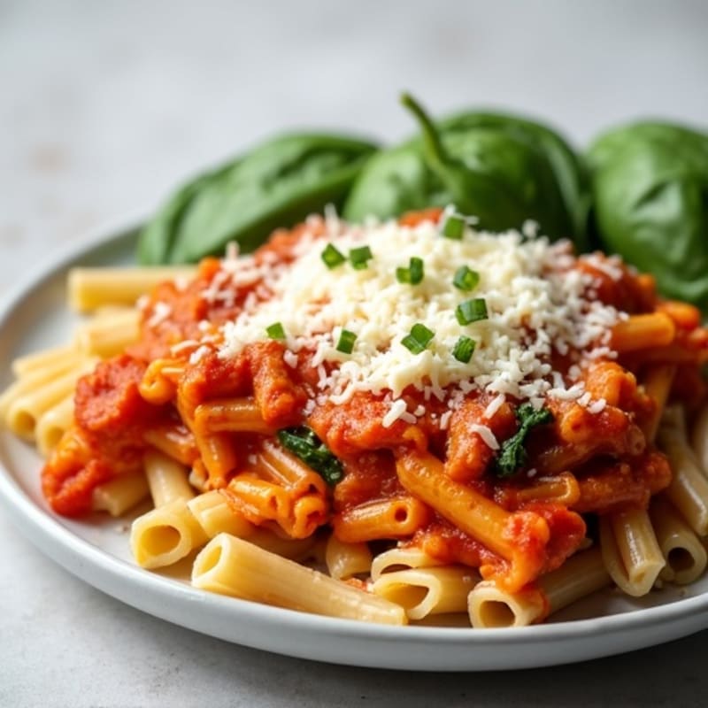 Healthy Baked Ziti with Lean Ground Turkey and Spinach