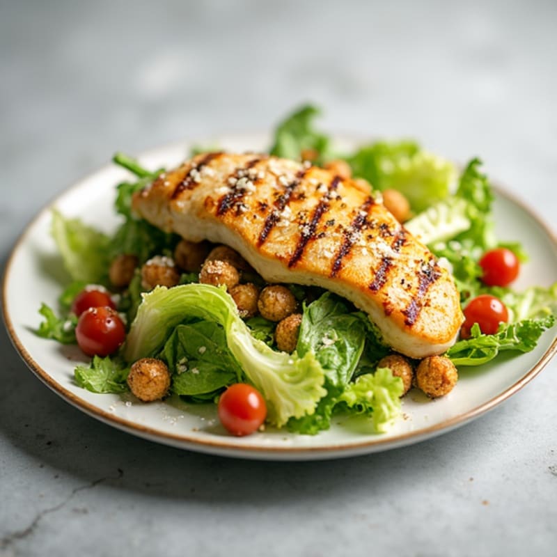 Herb-Grilled Chicken Caesar with Crispy Chickpea Croutons