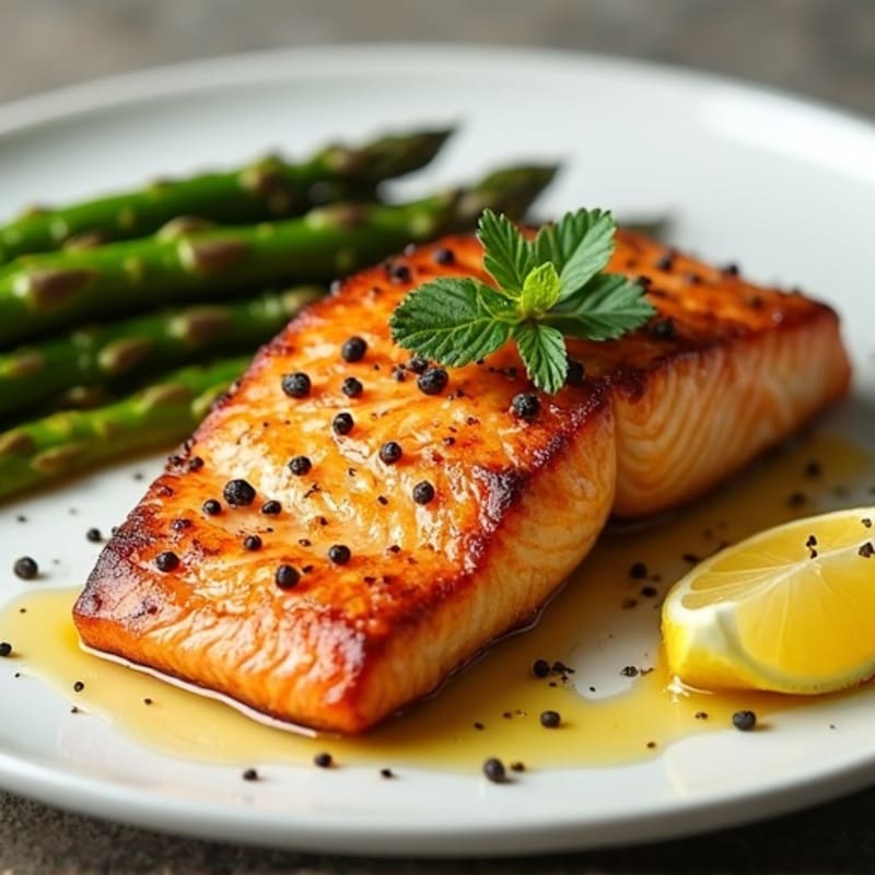 Crispy Pan-Seared Salmon with Roasted Asparagus