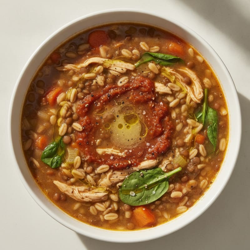 Hearty Lentil and Farro Soup