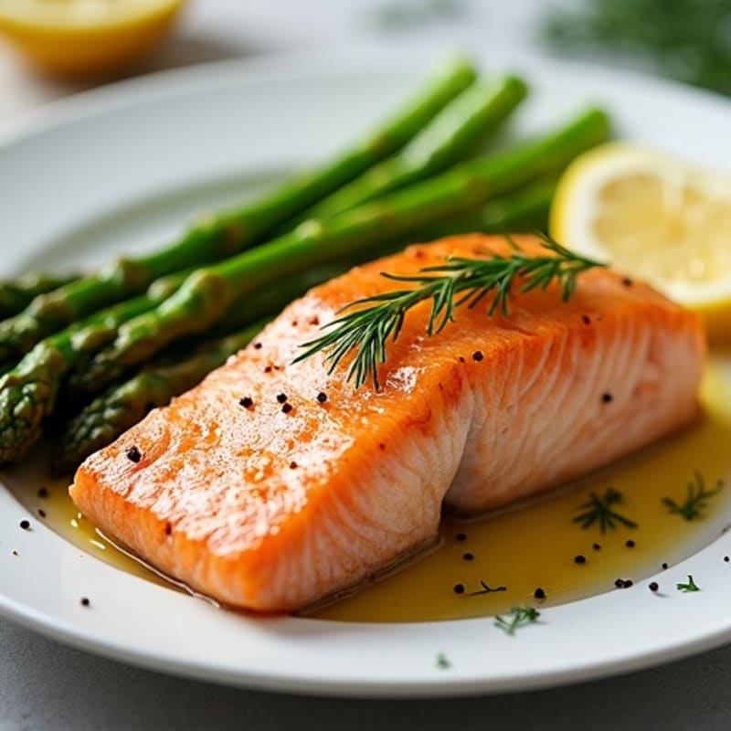 Lemon-Dill Roasted Salmon with Crispy Asparagus