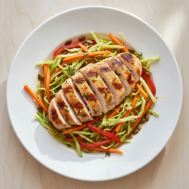 Grilled Chicken Breast with Crunchy Vegetable Slaw