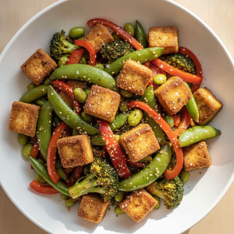 Sesame Tofu Stir-Fry with Mixed Vegetables
