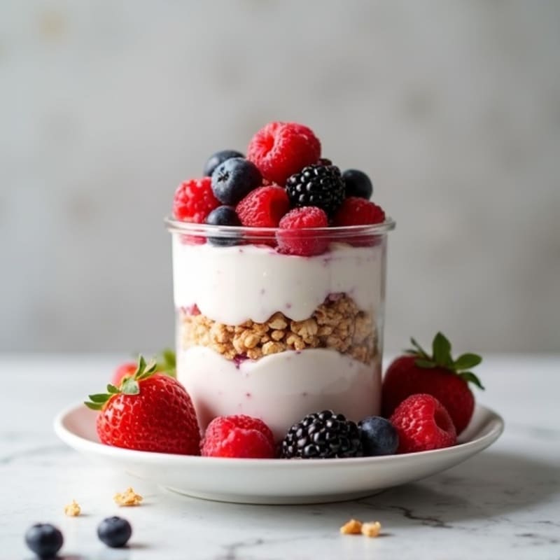 Greek Yogurt Protein Parfait with Mixed Berries