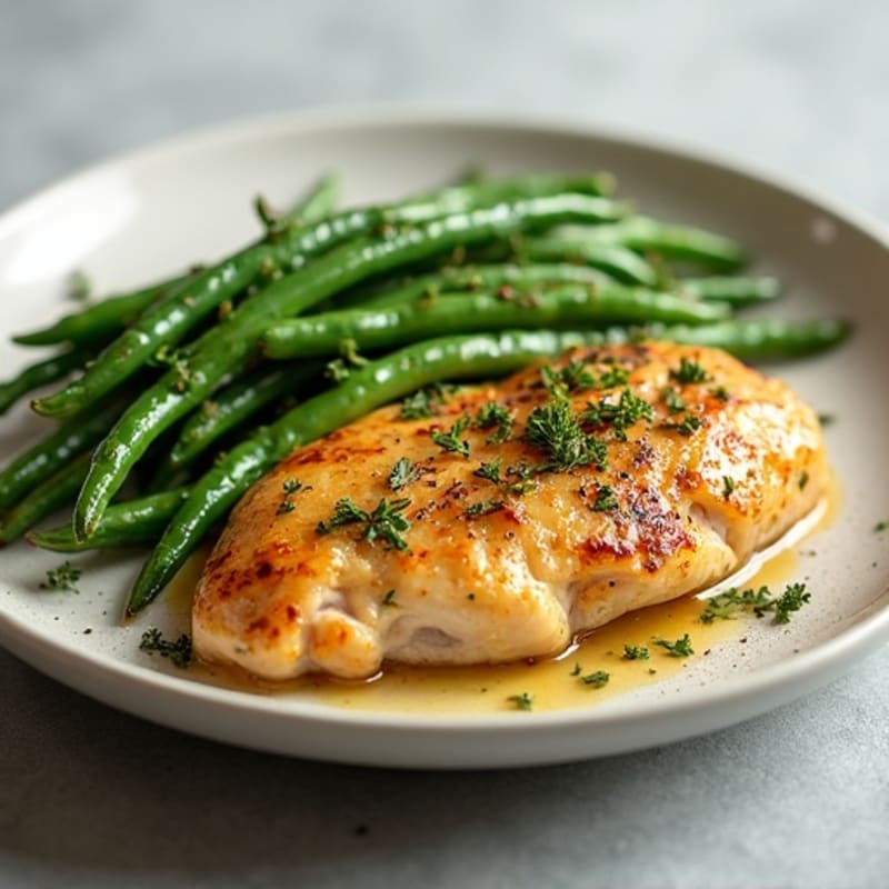 Herb-Roasted Chicken Breast with Crispy Green Beans
