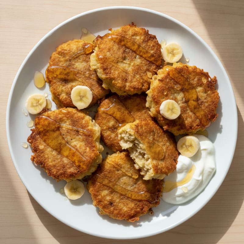 Baked Banana Fritters with Honey Glaze