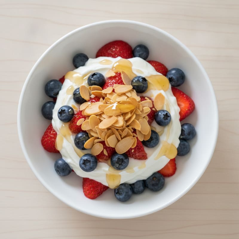 Greek Yogurt Parfait with Fresh Berries and Almonds