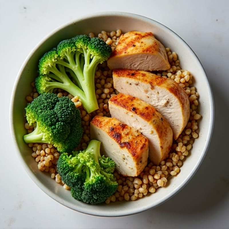 Grilled Chicken Quinoa Bowl with Roasted Broccoli