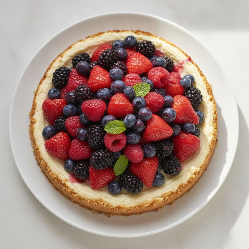 Greek Yogurt Protein Cheesecake with Fresh Berries