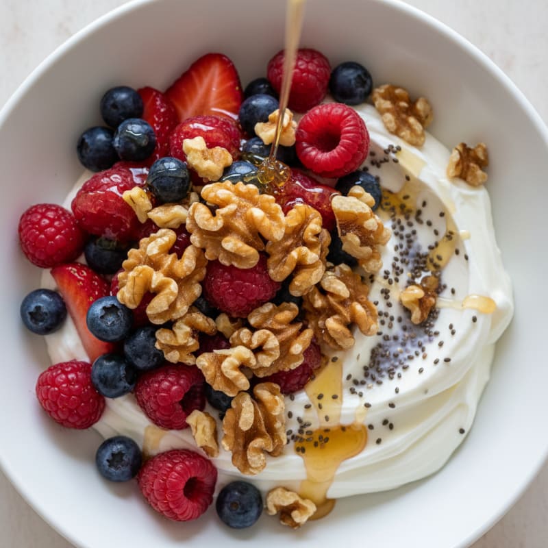 Creamy Greek Yogurt Bowl with Chia Seeds and Mixed Berries