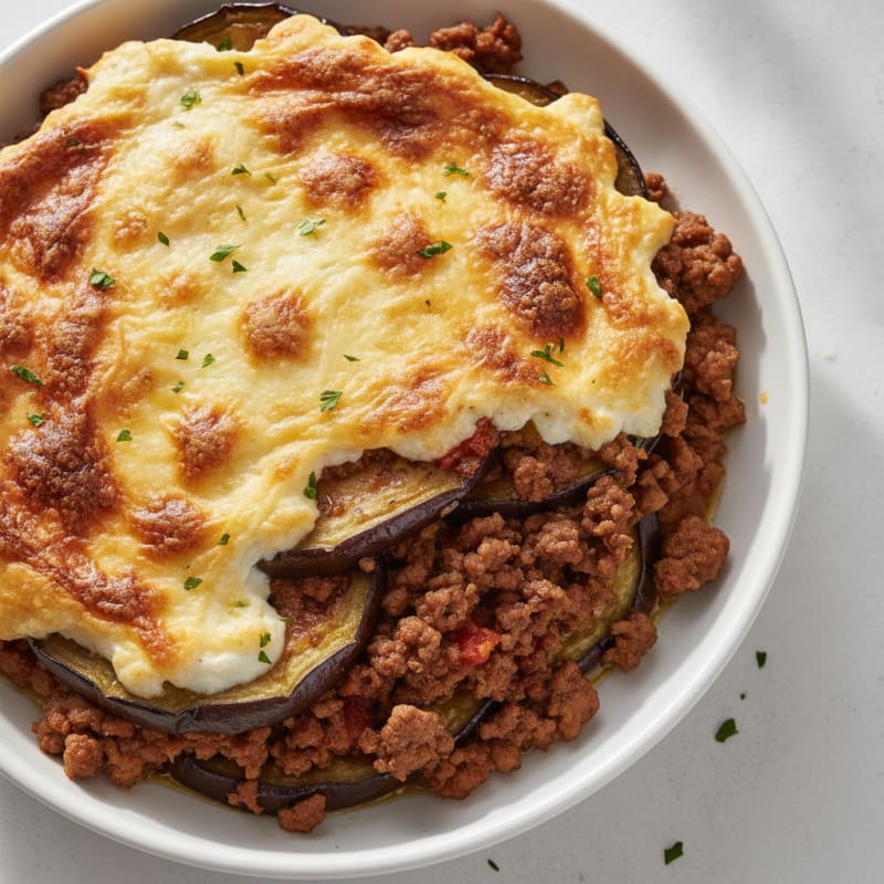 Baked Lamb Moussaka with Eggplant
