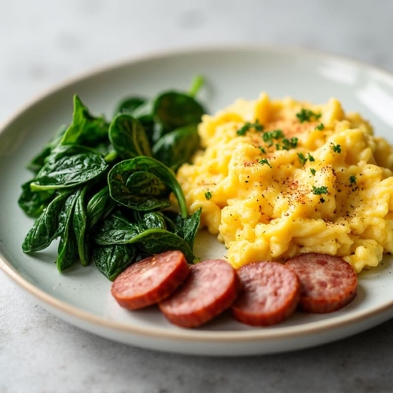 Scrambled Egg Whites with Spinach and Turkey Sausage