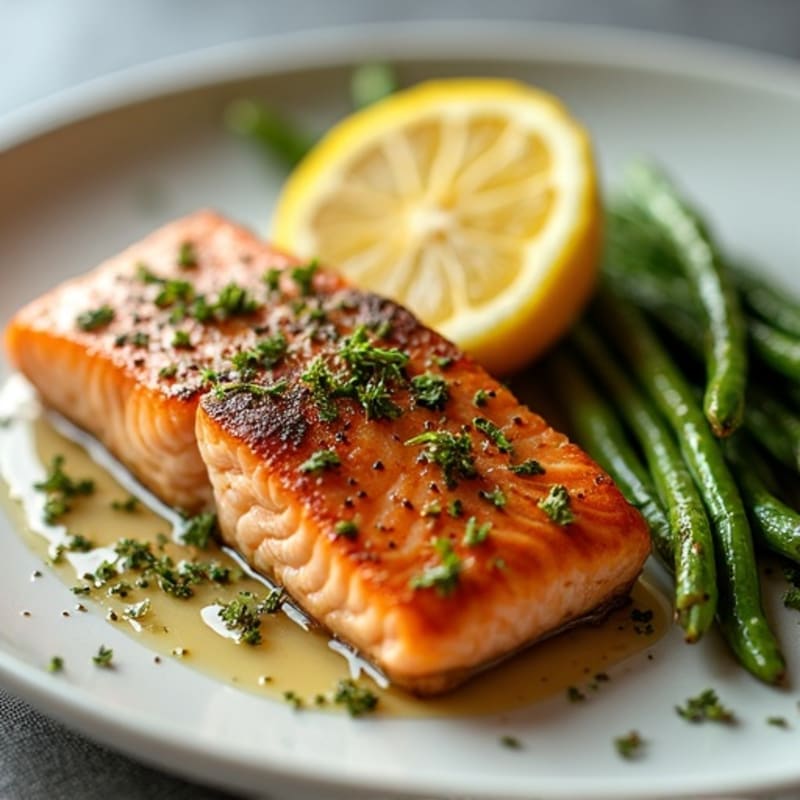Herb-Crusted Pan-Seared Salmon with Lemon
