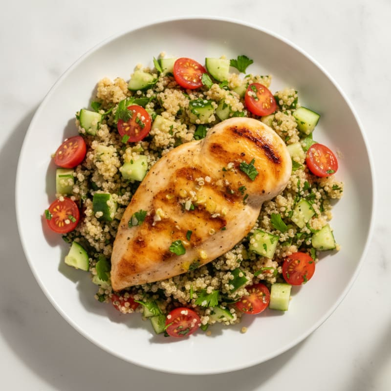 Grilled Lemon Garlic Chicken with Quinoa Salad