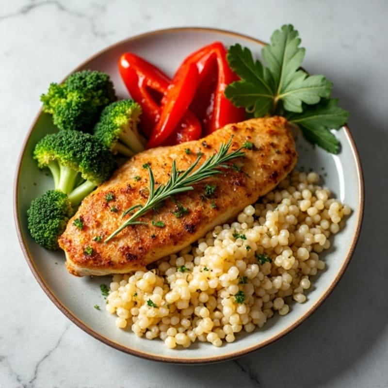 Herb-Crusted Pan Seared Chicken with Roasted Vegetables