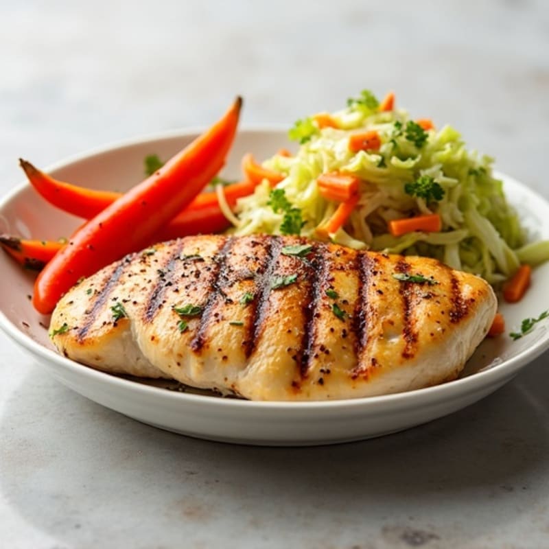 Grilled Chicken Breast with Crunchy Cabbage Slaw