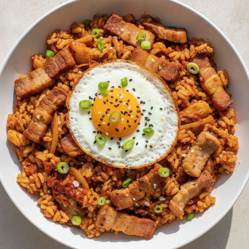 Savory Kimchi Fried Rice with Pork Belly