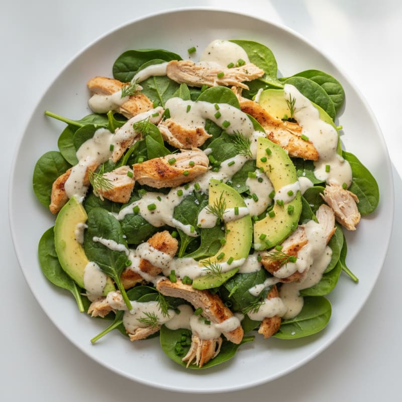 Creamy Herb Buttermilk Dressing Chicken Spinach Salad